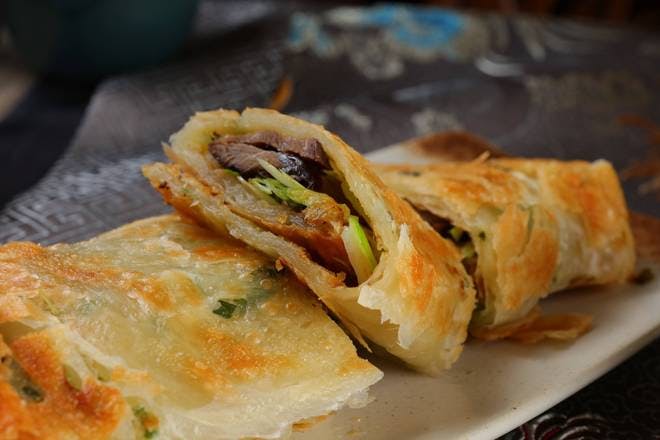 Scallion Pancake with Slices Beef